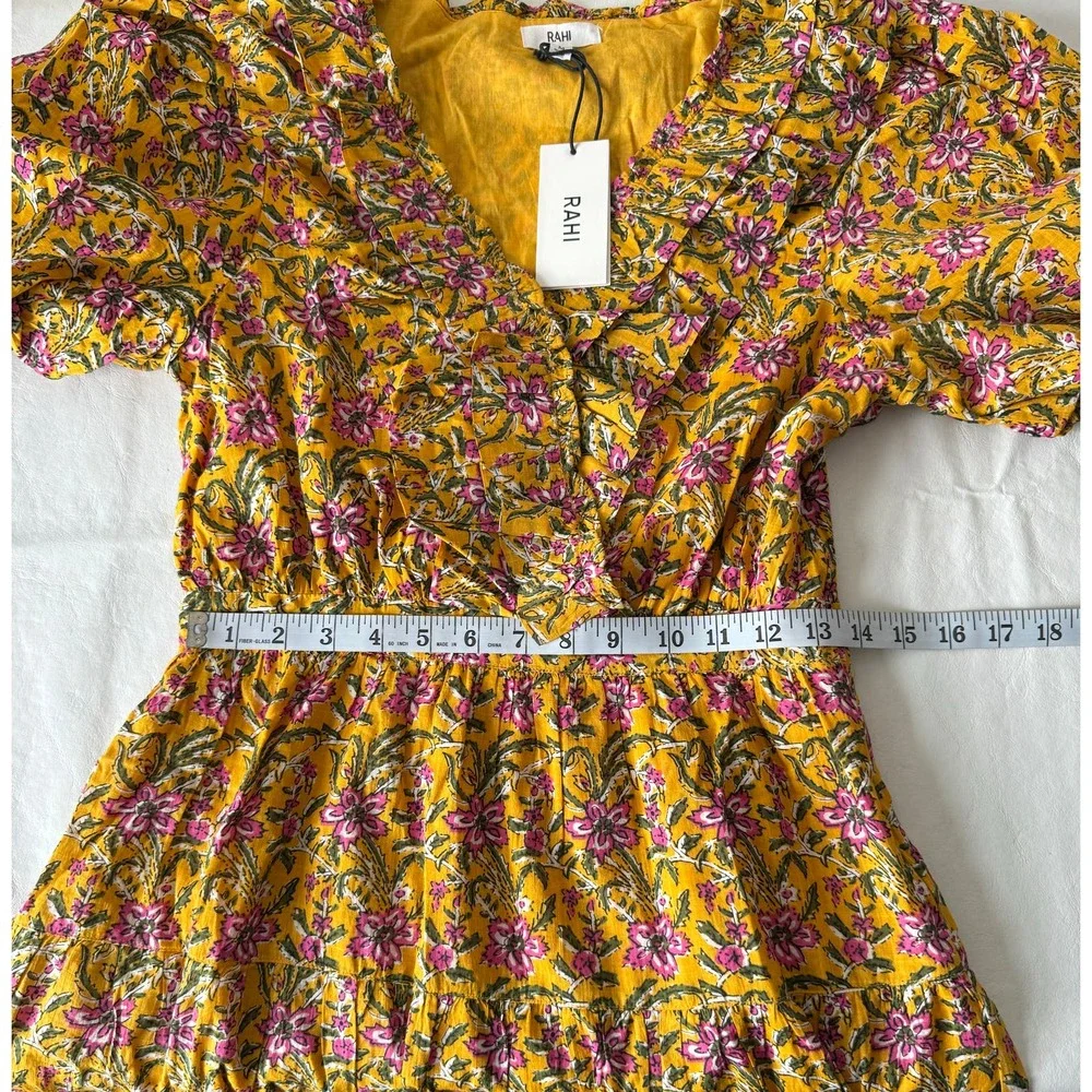 Rahi Del Sole Chiara Mini Dress in Yellow Floral Size M